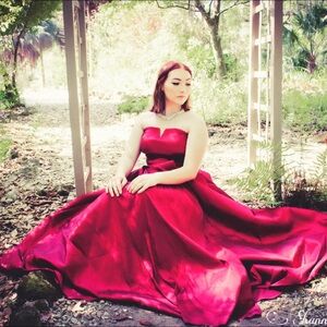 Red formal dress with pockets